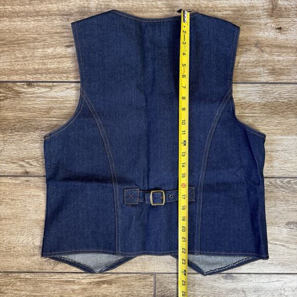 Vintage Denim Western Jacket Vest Men's XL Blue Pockets Jean Team - Picture 9 of 9